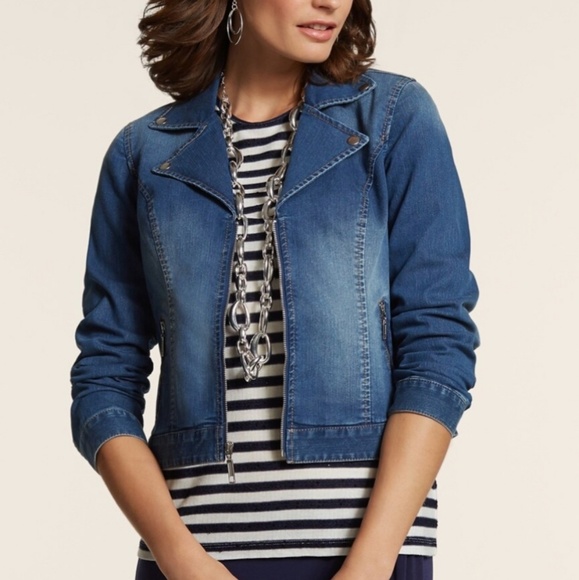 Chico's Jackets & Blazers - Chico's Denim Moto Jacket